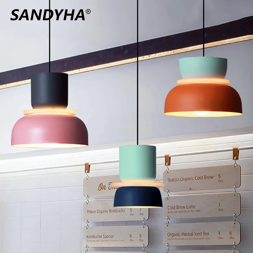T lamp macaron color shade hanging ceiling light kitchen dining living room bedroom bed thumb200