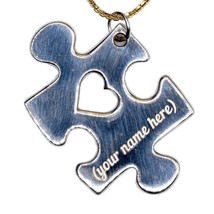 Puzzle Autism 925 Silver Heart Custom Personalized Name Engraved Handmad... - £55.38 GBP