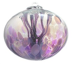 6&quot; European Art Glass Lavender Iridized Ju Ju Witch Ball Oval Orb Shaped Kugel - £42.44 GBP