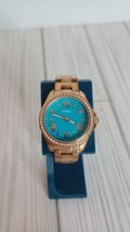 FOSSIL Womens AM4584 &#39;Cecile&#39; Turquoise Dial Rose Gold Tone 29mm Watch - £17.44 GBP