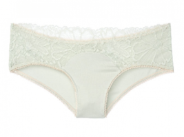Victoria&#39;s Secret Lace Trim Cheeky Panty Pale Sky Gray Underwear XL Extra Large - £11.00 GBP
