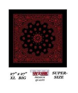 Hav-A-Hank XL SIZE BLACK &amp; RED PAISLEY 27&quot;BANDANA Face Mask Head Wrap Ne... - €7,86 EUR
