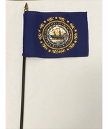 New New Hampshire State Mini Desk Flag - Black Wood Stick Gold Top 4” X 6” - $8.00