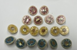 Lot 22 Shiny Shell Abaone Mother of Pearl Sun Floral Themed Buttons - $84.15