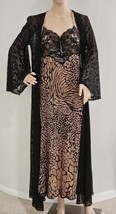 Vintage Christian Dior Silk Nightgown Set Sz Petite Tan Animal Print Bla... - $161.70
