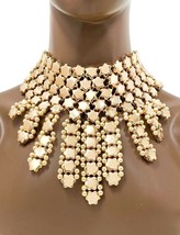 2 Statement Bib Choker Necklaces In 1 Faux Pearl Crystal Pageant Drag Br... - £56.78 GBP