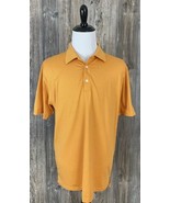 DUNNING Golf Polo Men&#39;s Size XL Orange/Navy Stripe Polyester/Spandex - £20.99 GBP