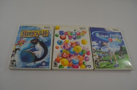 Nintendo Wii Game Lot of 3 Surf&#39;s Up Balloon Pop Super Swing Golf CIB Complete - £18.95 GBP