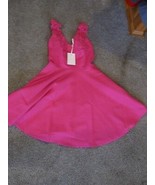 Nwt Ted Baker Femmes Dos Nu Brodé Dentelle Robe Rose Sz 4 sans Manche - $142.44