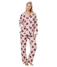 PJ Salvage Women&#39;s Coffee Flannel PJ Set Pink Mist Small B4HP - £39.14 GBP