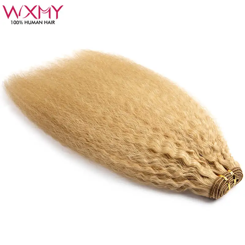 Kinky Straight Human Hair Weaves 100g/pcs Remy Human Hair Bundles Sew In Weft - £46.79 GBP+