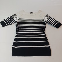 Express Round Neck Women&#39;s Black &amp; White Pullover Sweatshirt 3/4 Sleeve ... - $10.39
