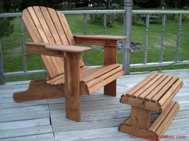 ADIRONDACK 3-PC Outdoor Patio Lawn Chair Ottoman Furniture Wood Plans Plan - £7.98 GBP