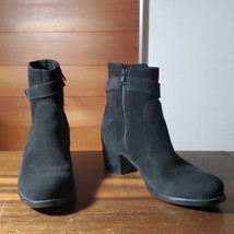La Canadienne Vera Gomma Booties Black Suede Leather Block Zipper Boot Size 8 - £148.02 GBP
