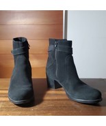 La Canadienne Vera Gomma Booties Black Suede Leather Block Zipper Boot S... - £147.51 GBP