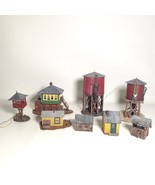 HO Scale Buildings &amp; Water Towers Lot of 8 Painted Structures w Lights A... - $49.99