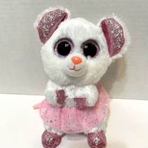 TY Silk Beanie Boos Nina Ballerina Sparkle Mouse Plush Stuffed White Pink 8&quot; - £8.39 GBP