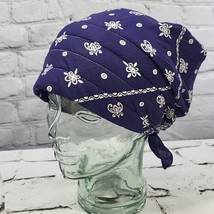 Bandana Print Head Scarf Unisex One Size Navy Blue Ties At Back Hat Cap ... - $9.89