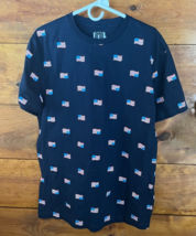 American Patriotic Mens Short Sleeve T-Shirt Blue Flags USA Size Large C... - $324.29 MXN