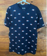 American Patriotic Mens Short Sleeve T-Shirt Blue Flags USA Size Large C... - $324.29 MXN