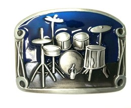 Blue Drum Set Belt Buckle Metal BU232 - $9.95