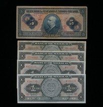 1942-1959 Brazil &amp; Mexico 5-Notes Currency Lot Cruzeiros &amp; Pesos - £41.23 GBP