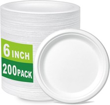 200 Count 6 Inch Small Heavy Duty Compostable Dessert Plates, Biodegradable - $35.99