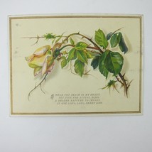 Victorian Greeting Card Valentine Yellow Rose Flower Green Leaves Poem A... - $5.99