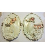 Vintage Snow White  / elves   chalk ware plaques - $95.00