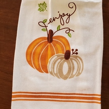Kitchen Tie Towels, set of 2, Pumpkin Spice design, fall kitchen decor tea towel image 3