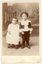Circa 1880&#39;S Cabinet Card Two Adorable Little Children Martin Stevens Point, Wi - £7.52 GBP
