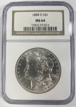 1884-O Argent Morgan Dollar Classé Par NGC Comme MS-64 ! Superbe Pièce de - £118.54 GBP