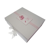 White Cotton Cards  Gorgeous Baby Memories Large Keepsake Box (Pink Boot... - $63.00