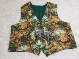 Vintage Jungle Animal All-Over 2-Sided Vest Fashion Size See Pics (No Bu... - $9.97