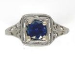 18k Gold Filigree Ring with .57ct Genuine Natural Sapphire Art Deco (#J6... - $1,247.40
