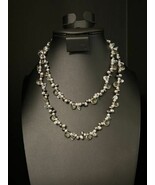40” Freshwater Pearl &amp; Clear Bead Necklace J201 - $311.86 MXN