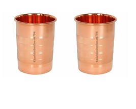 Handmade Copper Water Drinking Silvertouch Tumbler Glass Health Benefit Set Of 2 - £9.88 GBP