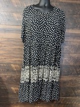 More Jazz Dress Women’s Plus Size 24 Vintage Midi Buttons Black White Fl... - $17.34