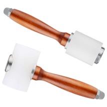 Leather Carving Hammer 2 Pieces, Leathercraft Mallet, Nylon Wood Handle Hammer,  - £27.32 GBP