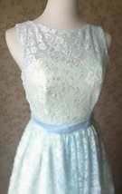 Light-blue High Low Lace Dress Bridesmaid Custom Plus Size Sleeveless Lace Dress image 3