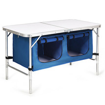 Height Adjustable Folding Camping  Table-Blue - Color: Blue - £100.61 GBP