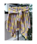 Trice Skater Skirt Women Small Yellow &amp; Pink Casual Asymmetrical Hem Pla... - $35.20 CAD