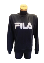 Fila Sweater Small Black Unisex Crewneck Long Sleeve Large Font Logo - $29.99