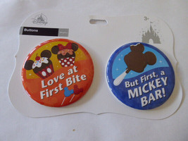 Disney Parks Buttons Set of 2 Love at First Bite, But first a Mickey Bar - $9.49