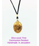 12 OLIVE Wood Oval pendant Medal Necklace Cord First Communion Favor who... - £14.02 GBP