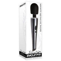 Evolved Mighty Metallic Wand Rechargeable Silicone Wand Vibrator Chrome/Black - £89.27 GBP