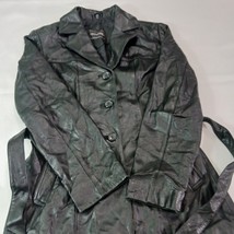 Outbrook Women's Jacket Black Belted Fit Genuine Leather Button Jacket Sz Small image 13