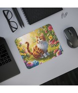 Floral Cat Mouse Pad, Cute Cat Desk Accessory, Computer Mousepad for Pet... - $19.64 CAD
