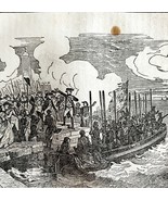 Departure Of Lafayette 1845 Woodcut Print Victorian Revolutionary War DWY9C - $54.87 CAD
