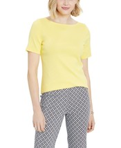 MSRP $20 Charter Club Womens Cotton Boat-Neck T-Shirt Yellow Size XL - £4.69 GBP